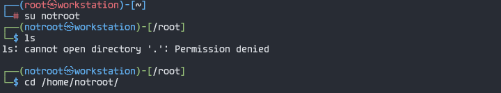 Login as 'notroot' user